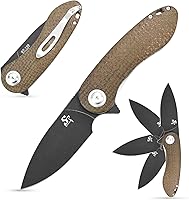 Vista 1 de Sitivien ST139 Sandvik 14C28N Cuchillo plegable de hoja de acero, cuchillos de herramientas EDC con mango Micarta para acampar al aire libre, Verde