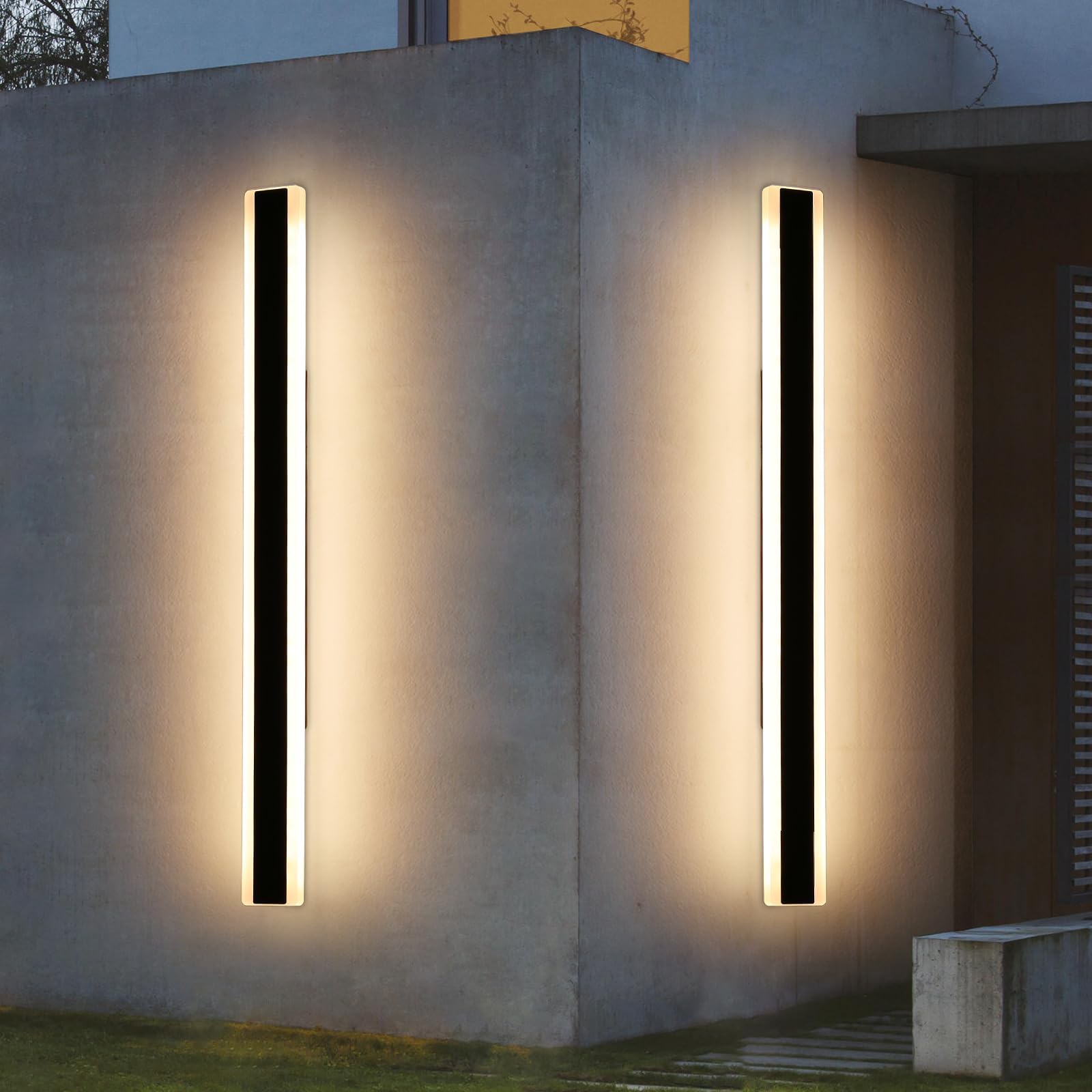 Mikeru 150cm 2pack Outdoor Porch Wall Light, Modern LED 3 Colour Temperature 3000K/4500K/6000K IP65 Rainproof Outdoor Wall Light, for Gardens、Villa、Stairwell