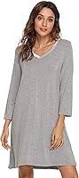 GYS Women's Bamboo Viscose Nightgown: Super Soft 3/4 Sleeve Breathable Sleep Shirt for Hot Sleepers