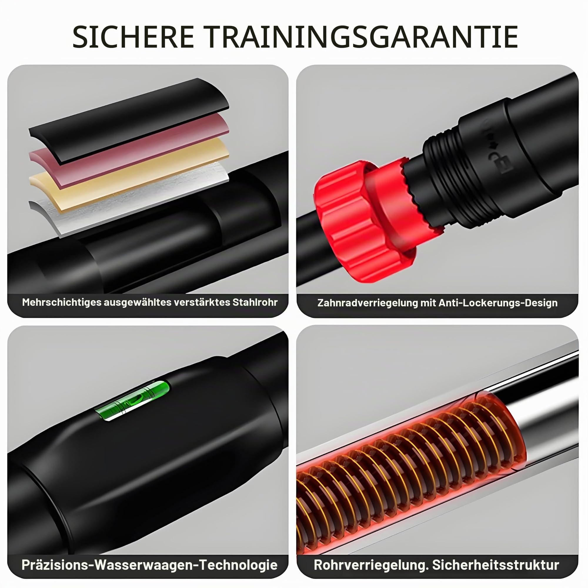 HAKENO Klimmzugstange für Türrahmen ohne Schrauben/Bohren, Pull Up Bar Tragkraft bis 200 Kg, Reckstange Türrahmen Ohne Schrauben 75-94 cm Ausziehbar, Neues 360° Drehbares Zahnradschloss