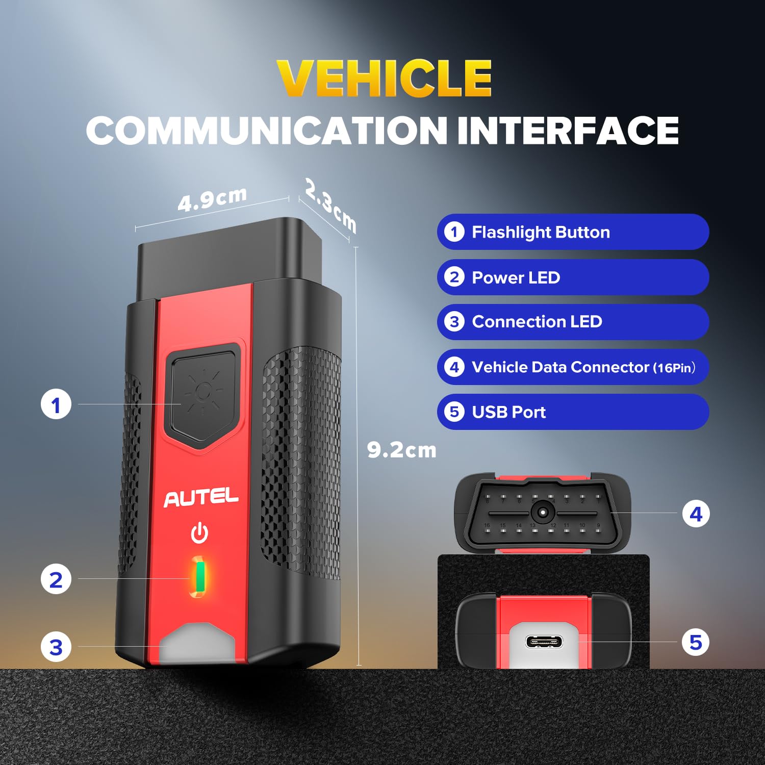 Autel Conector adaptador MaxiVCI V200 VCI200 OBD2, interface de