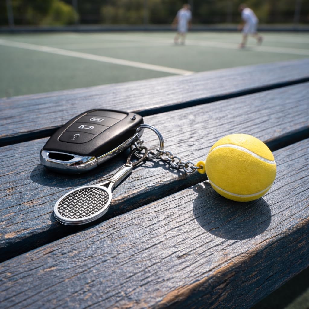 Bulk Custom Logo Tennis Ball Keychains 1.6" PU Keyring for Car Keys, Business Promotion & Sports Teams