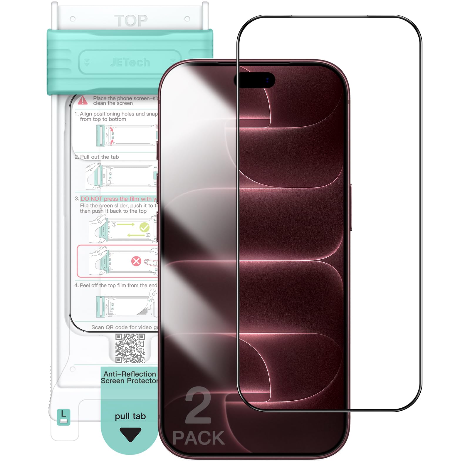 JETech Anti-Reflective Screen Protector for iPhone 18 Pro, 2-Pack | AR Coating, Auto-Alig…