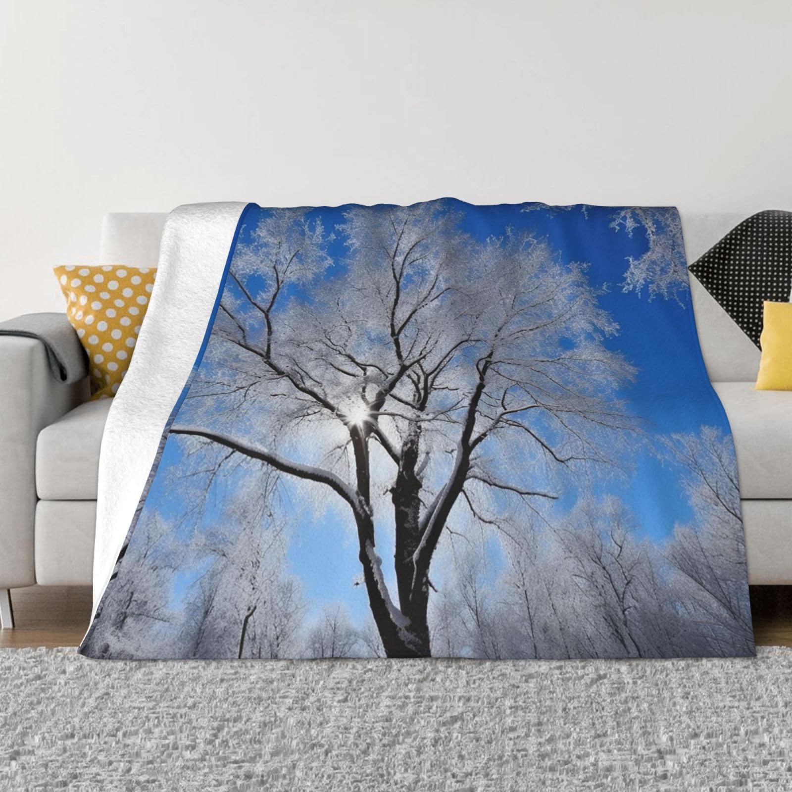 Couverture polaire de camping et salon Blue Sky, grand plaid doux pour vos soirées