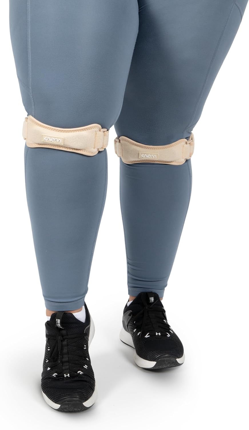 KARM Plus Size Knee Brace for Women & Men Plus Size - Patella Band - Patellar Tendon Support Strap for Jumpers Knee Pain, Basketball, Sports, Obese (XXL/3XL/4XL/5XL/6XL, Pair of 2 Straps, Beige)