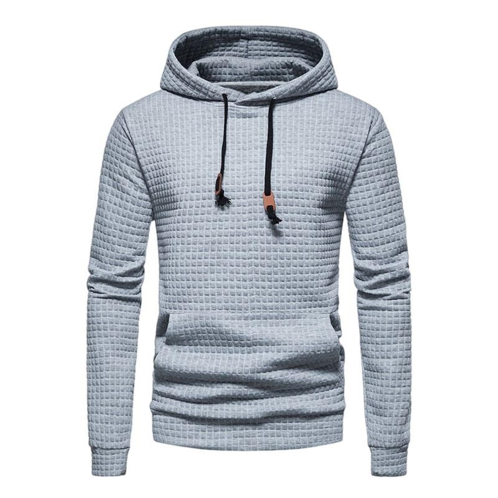 Męska żakardowa bluza z kapturem, luźny krój, z długimi rękawami, sportowa bluza z kapturem z kieszeniami
