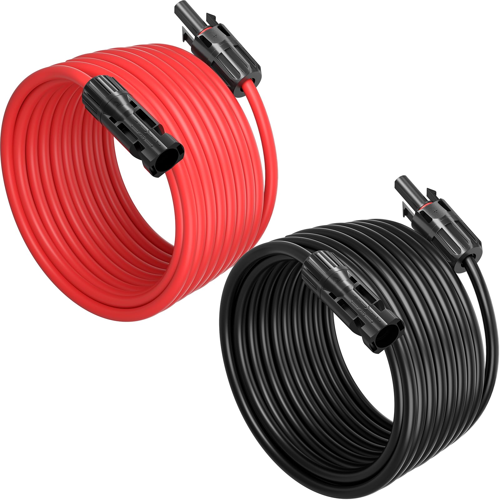 Bateria Power 15.1Feet 10AWG (6mm²) Solar Panel Cable with Female and Male Connectors, PV Extension Wire for RV, Photovoltaic System (1 Pair Black and Red)
