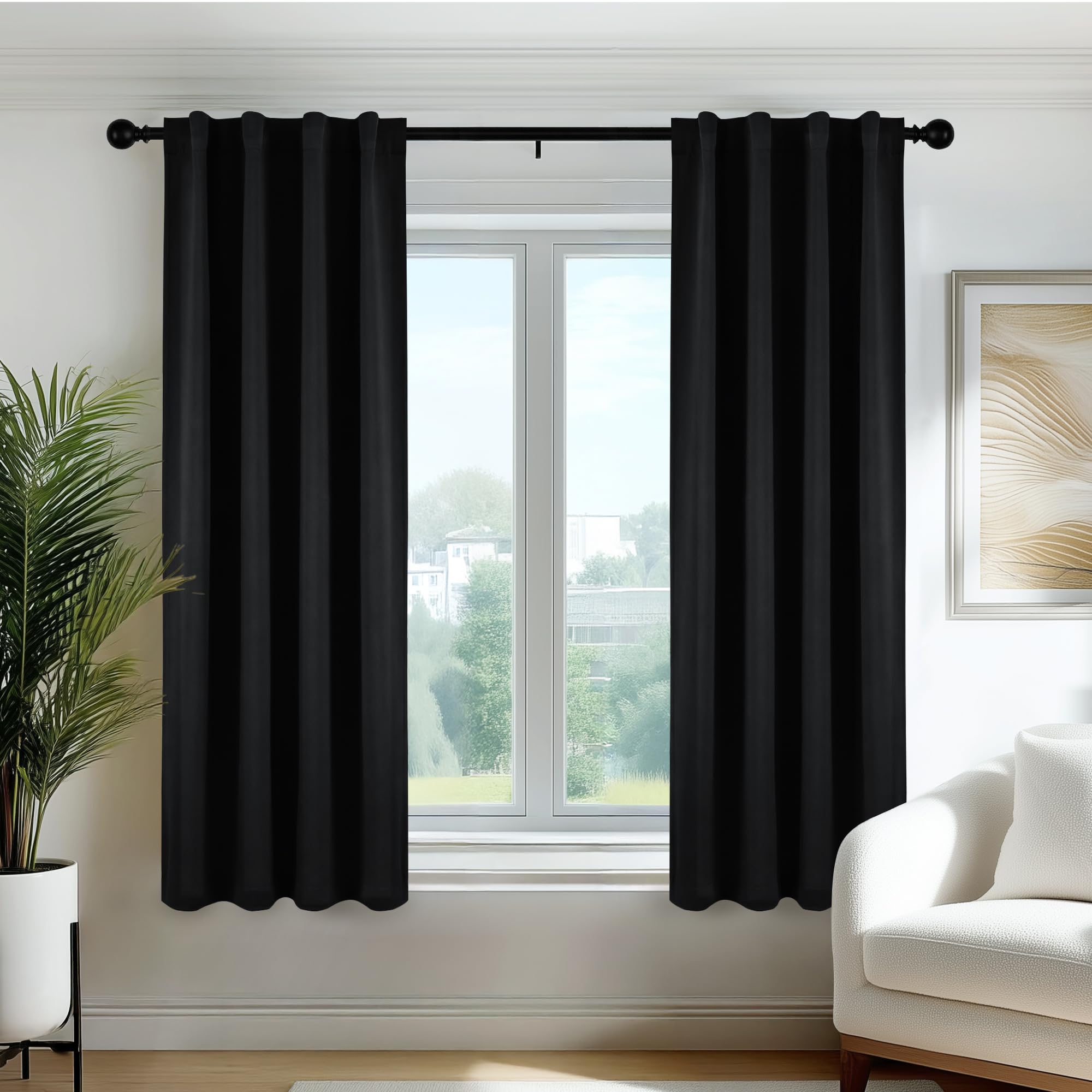 Deconovo Verdunkelungsvorhänge Blickdichte Gardinen mit Kräuselband Schlaufen Vorhang 3-in-1 Thermo Vorhänge gegen Hitze Curtains für Wohnzimmer Schlafzimmer 2er Set