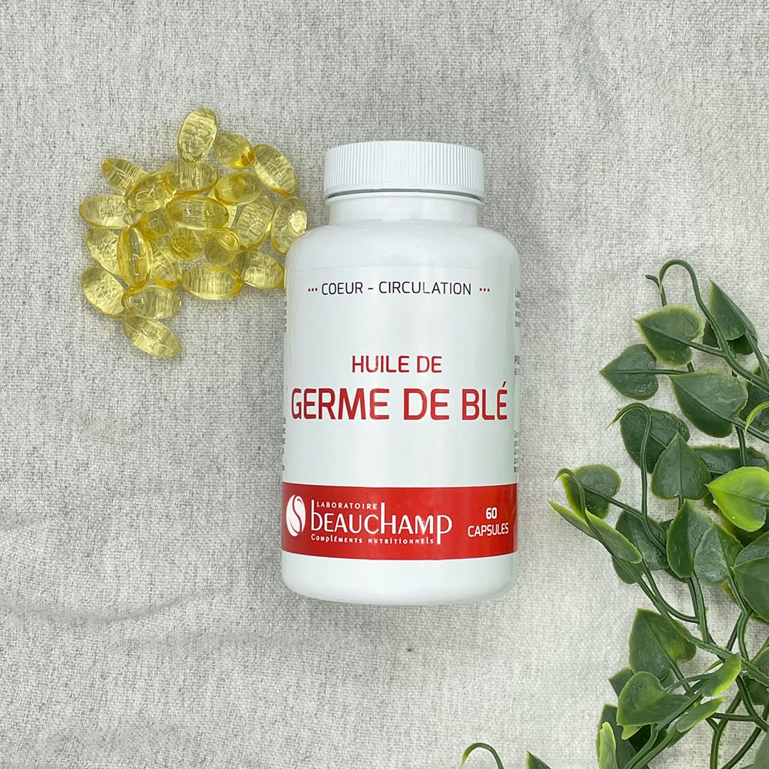 Complément alimentaire HUILE DE GERME DE BLÉ - 60 capsules - Maintient un taux normal de cholestérol - Antioxydant - Développé en France