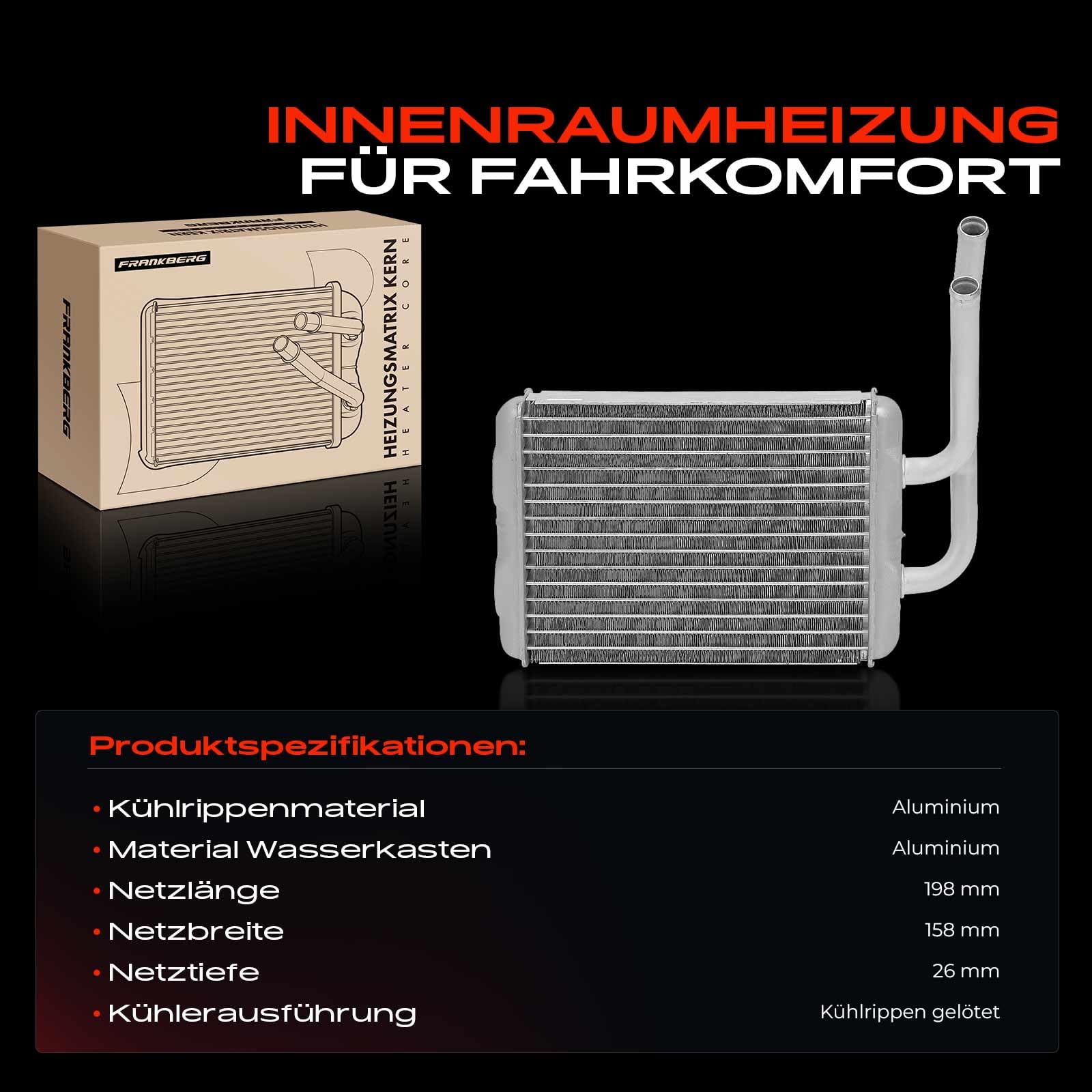 Frankberg Wärmetauscher Innenraumheizung Kompatibel mit Twingo I C06 1.2L Benzin 1993-2007 Twingo I Kasten/Schrägheck S06 1.2L Benzin 2001-2012 Replace# 7701036909
