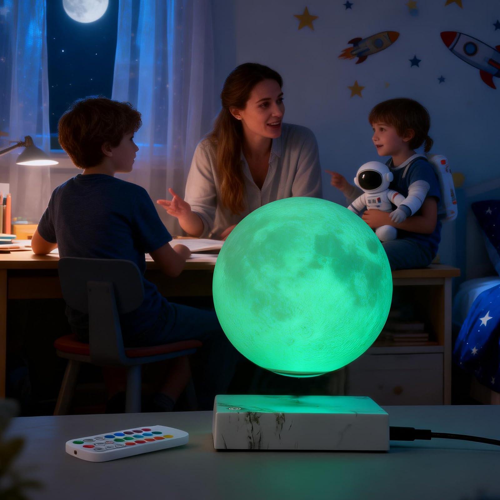 Schwebende Mondlampe ， Magnetische Levitationskugellampe 16 Farben & 4 Modi drehendes & schwebendes Mondlicht, dekoratives Nachtlicht für Kinderzimmer Dekoration