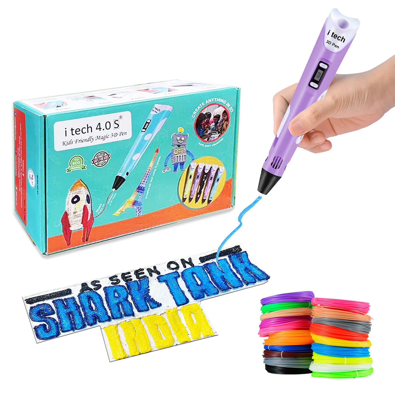 WOL3D Itech (Pink) Magic 3D Pen with (20 in 1) 5M for 3D Printing with Speed Control, Advanced Temperature Regulation, OLED Display & Ergonomic Design – Compatible with Variety of Filaments.