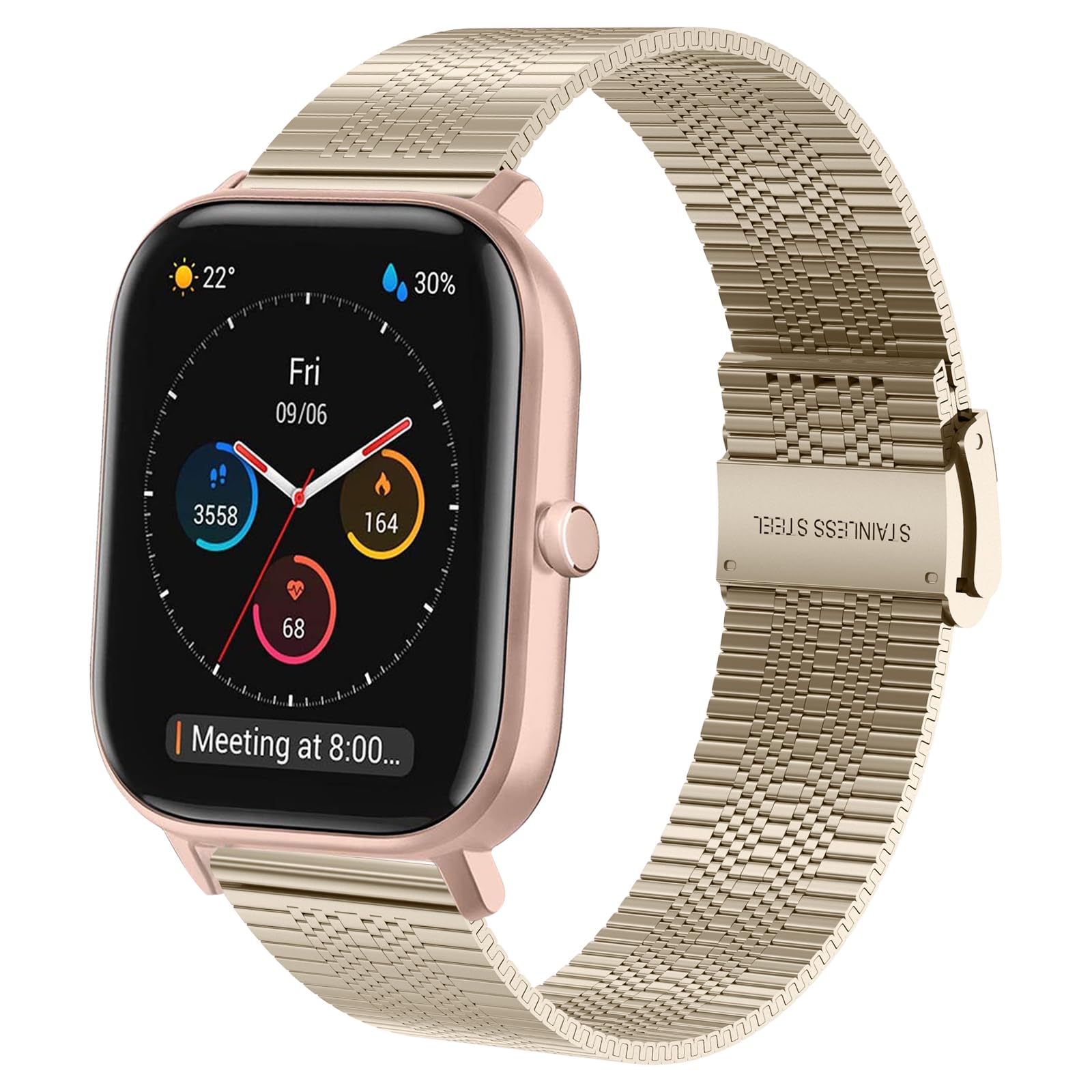 Cinturino per Amazfit GTS, 20mm Cinturino in Acciaio Inossidabile in Metallo Cinturino per Amazfit GTS 4, GTS 4 Mini, GTS 2, GTS 2 Mini, GTS 3, Amazfit Bip, Bip 3, Bip3 Pro, Bip U, Bip U Pro, GTR Mini
