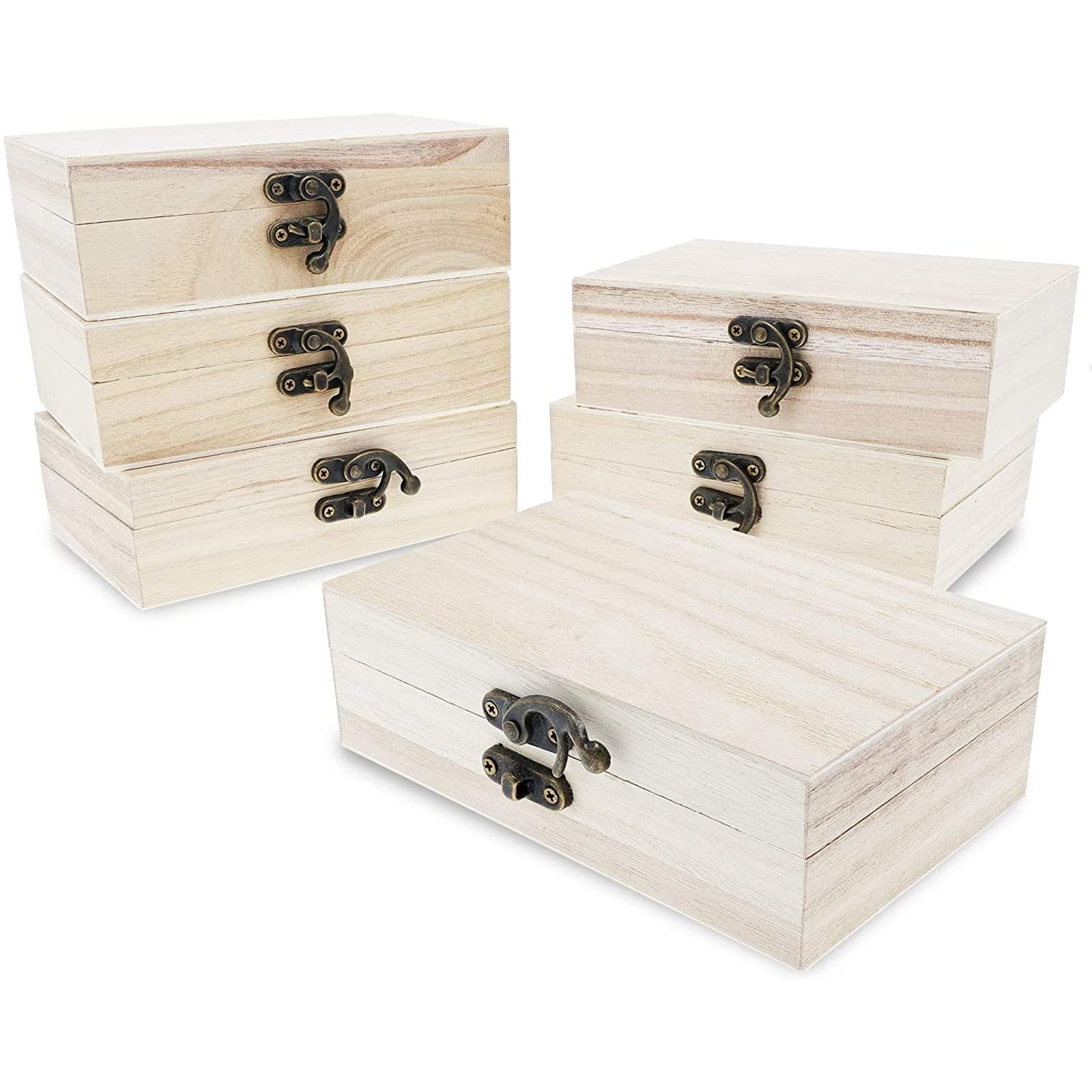 6Pack Unfinished Wooden Jewelry Box with Locking Clasp (5.9 x 3.9 x 1.97 In.) Buy Online in