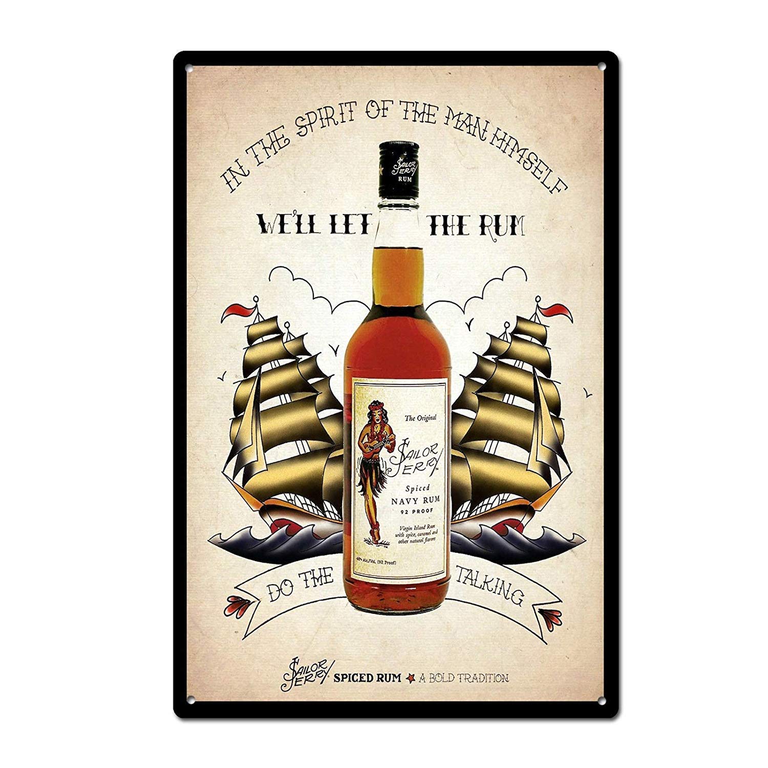 Dogt Navy Sailor Jerry Spiced Rum Tin Sign Metal Sign Tin Sign 7.8X11.8 Inch