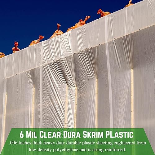 Miniatura 3 de Farm Plastic Supply - Dura Skrim - Lámina de plástico transparente reforzada con cuerda - 6 mil - (16' x 100') - Rollo de polietileno reforzado