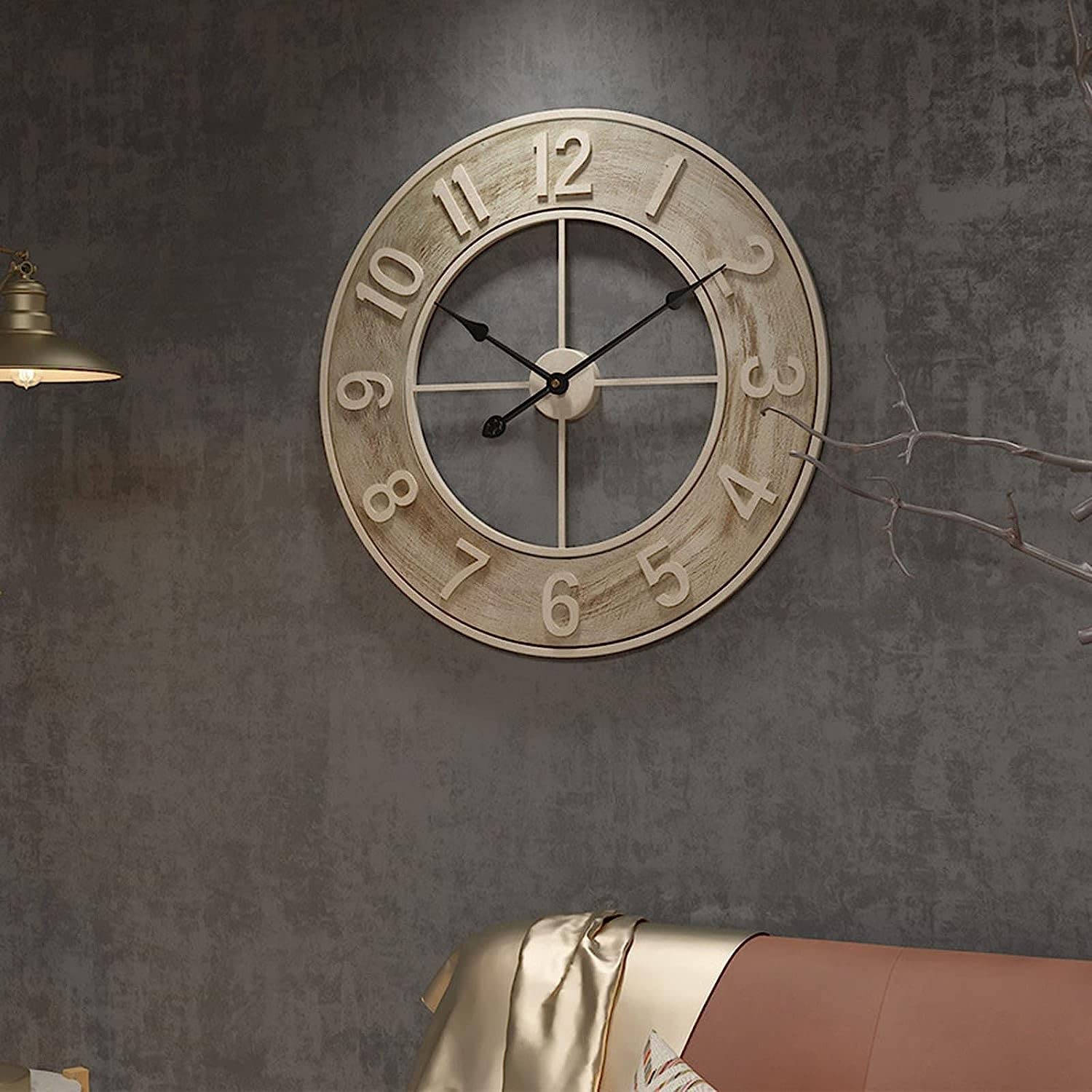 XJBTBA Horloge Murale de extérieure, 24 pouces/60 cm, Grande Horloge de, décoration d'horloge extérieure à Quartz silencieuse pour Patio, Piscine, clôture, Porche, Maison