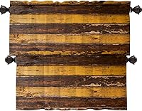 Vista 119 de Shrahala Cenefas de cocina de madera marrón con tablones vintage, panel de media ventana, tratamiento de ventana multicapa de poliéster opaco