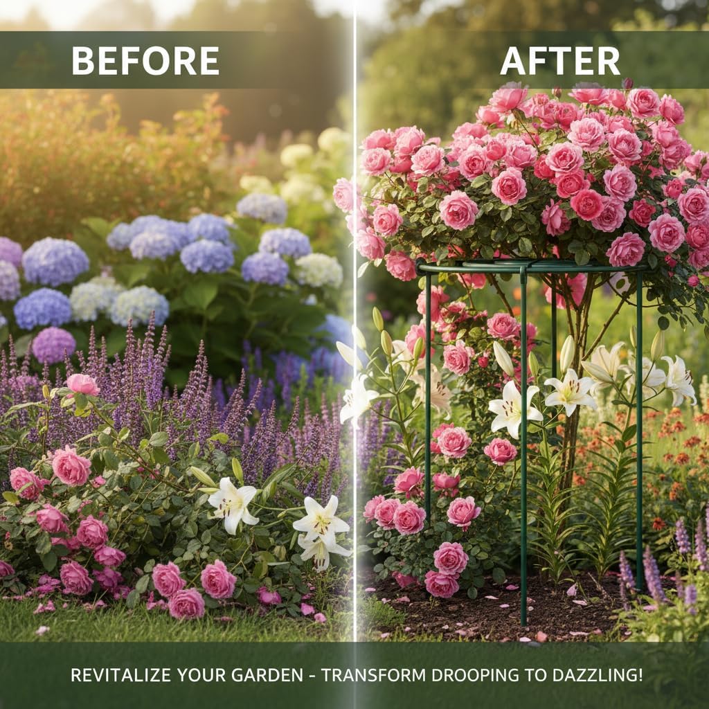 DAYUMKOU 8 PackPeony Cages and Supports, 11.5" D x 16" H Plant Supports for Outdoor Plants, Heavy Duty Metal Peony Support Cage Flower Support Rings for Rose Hydrangea Strawberry