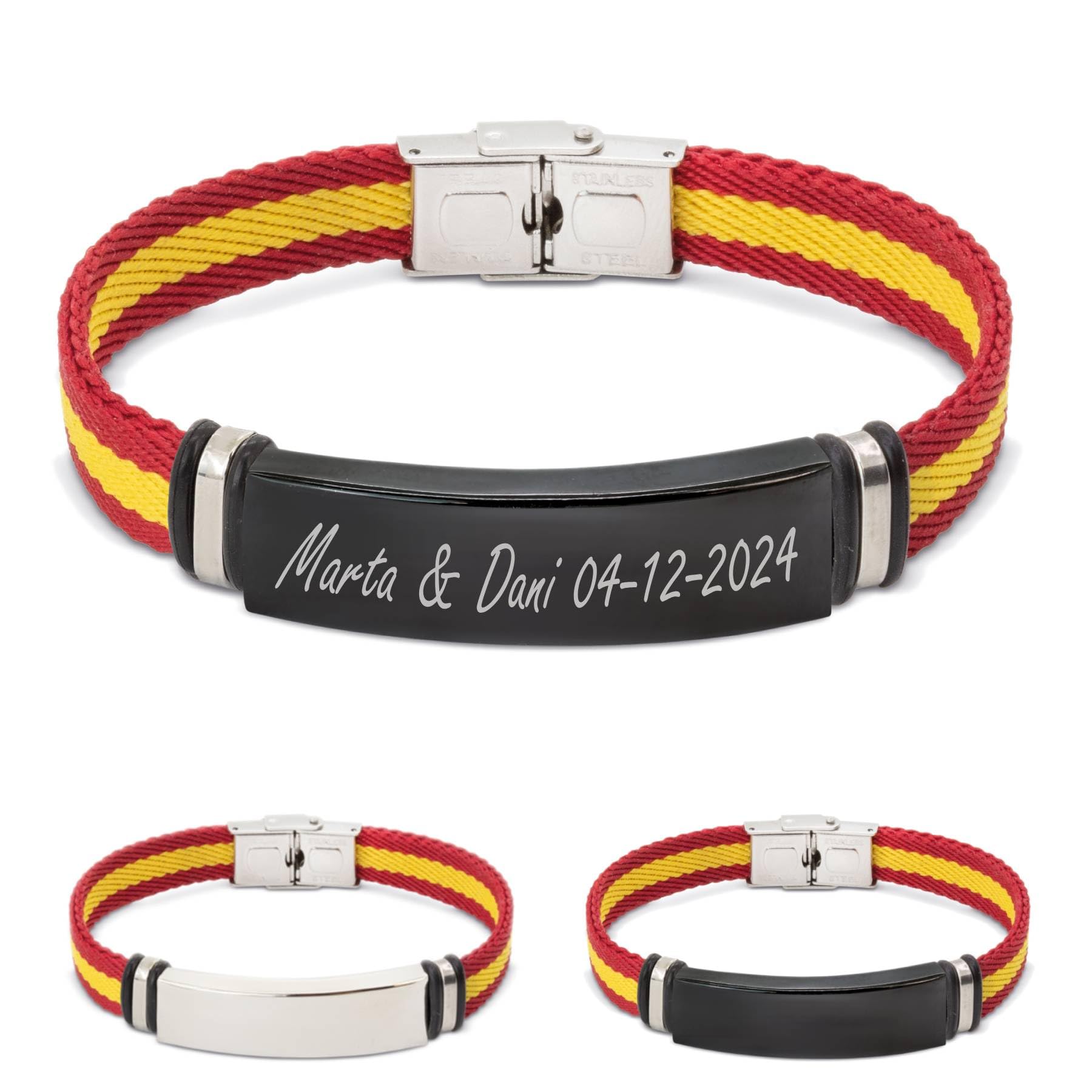 ibera gifts - Pulsera personalizada de acero inoxidable - Regalo Grabado para Hombre Mujer Parejas Amigos - Acabado profesional — view 9