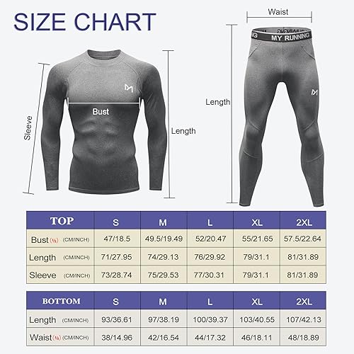 Miniatura 6 de MEETYOO Ropa interior térmica para hombre, capa base para hombre, 2 juegos largos forrados con capa base de engranajes de caza