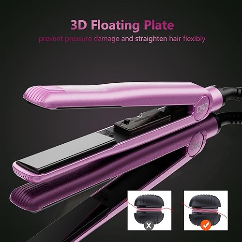 Miniatura 2 de Plancha de pelo rosa, plancha plana de alta temperatura de 500 , plancha de pelo de 1 pulgada, plancha plana de cerámica, temperatura ajustable y