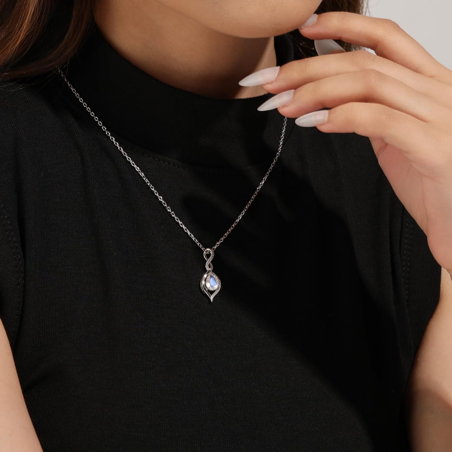 Natural Cut Moonstone Pendant Necklace for Women Birthday Anniversary Jewelry Gift for Women Mom - Image 4