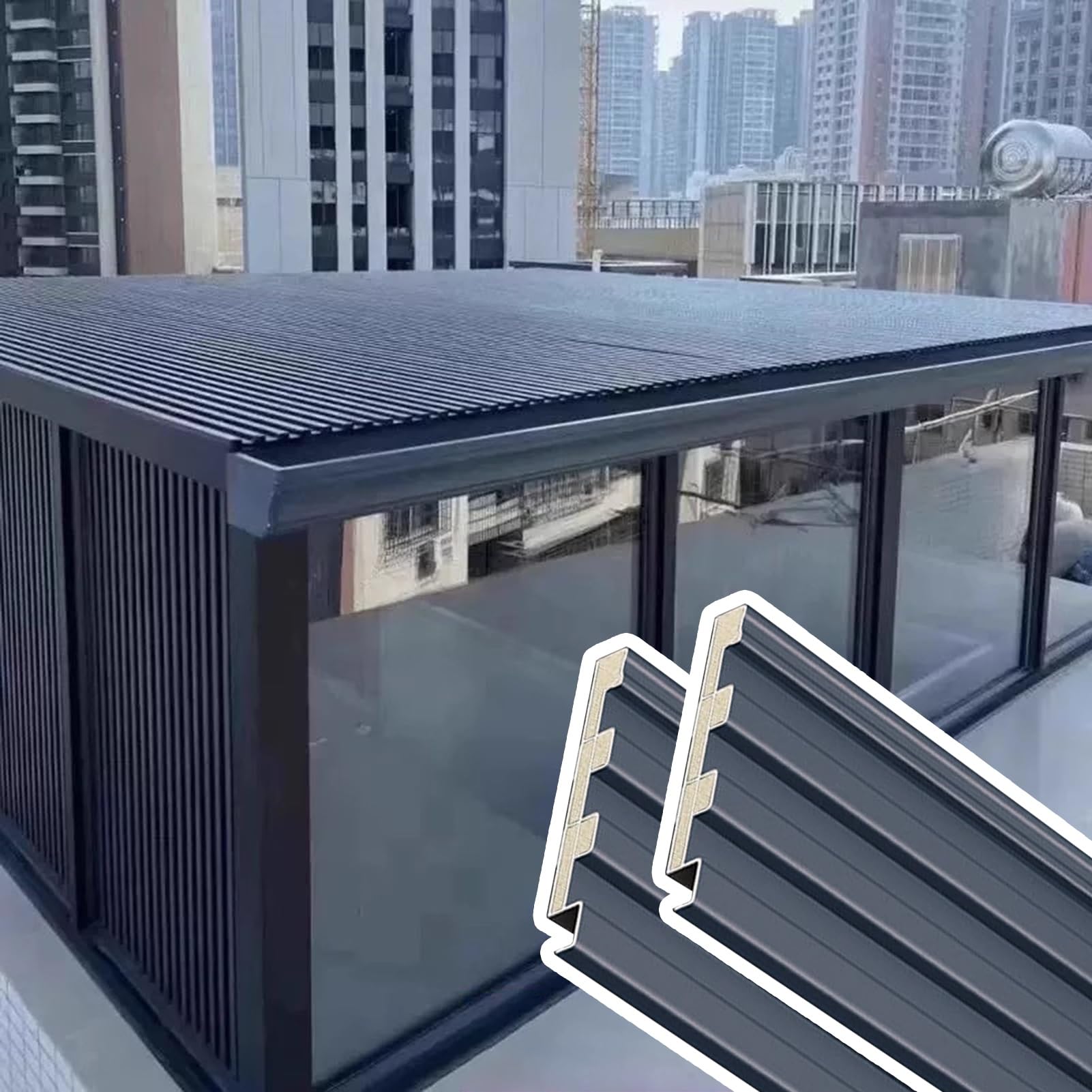 Aluminum Roofing Panels, Insulated Aluminum Corrugated Roofing Panels, 0.8-1.5m, Heat Insulating, Easy Cut for Patio(2PC,1.3m/4.3ft)