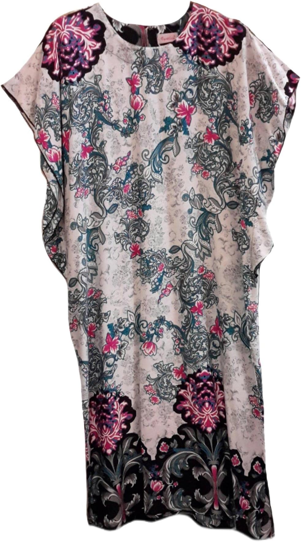 Fionalissa Ladies Cotton Woven with Paisley Print Midi Kaftan (Satin Label). One Size Fit UK 10-22 Beige