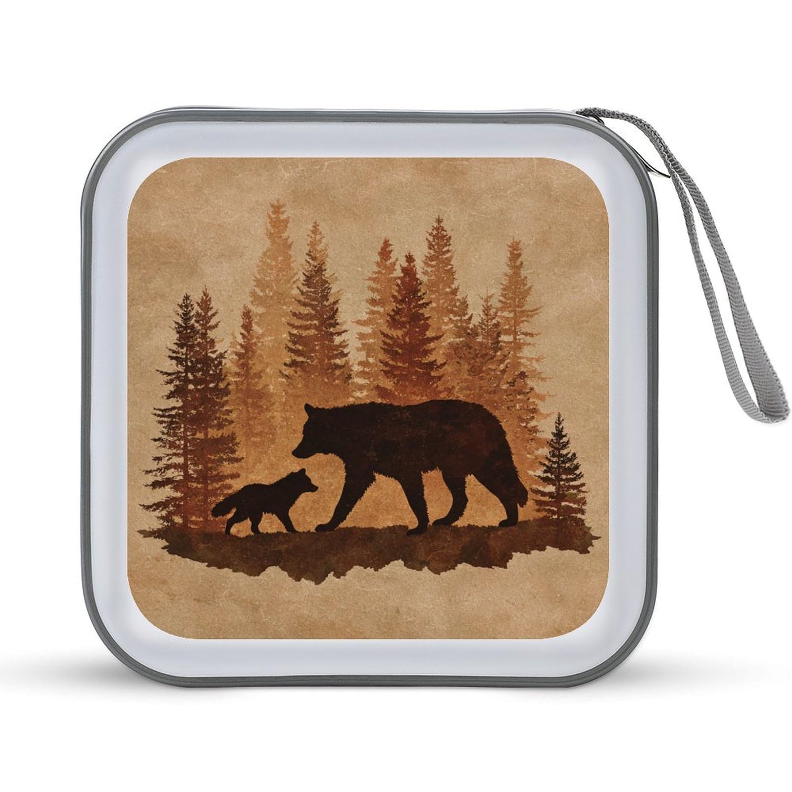 DuduYH Silhouette of Wolf Pine Trees CD Case DVD Storage Case Portable for Car Home Travel
