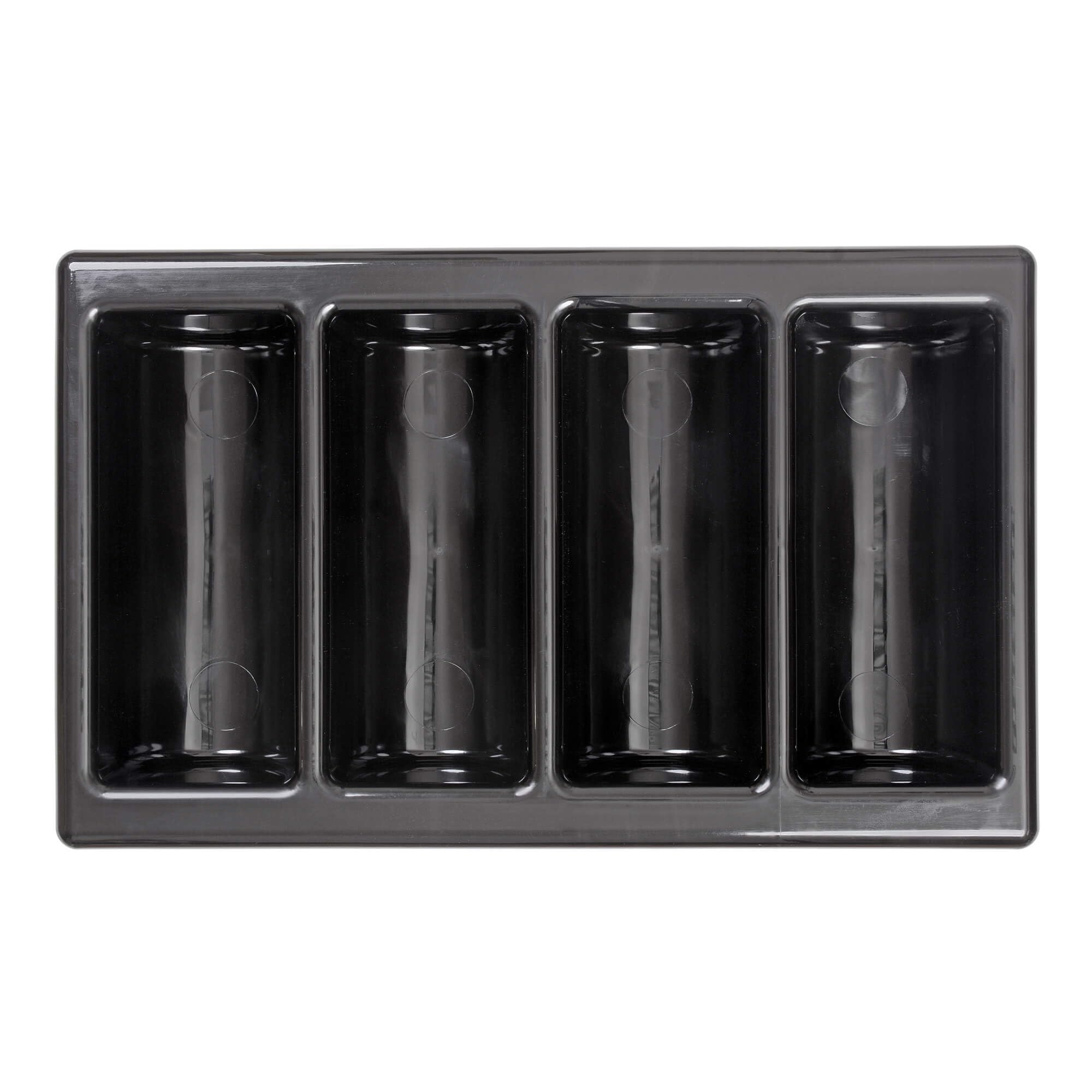 GRÄWE Portaposate con 4 scomparti e coperchio, portaposate in plastica, nero, Made in Germany