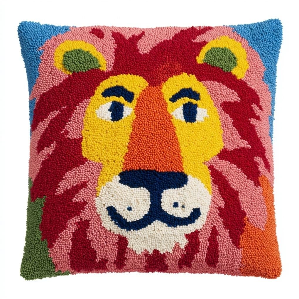 AxiangziK DIY Latch Hook Kits 43x43cm,Animal Lion