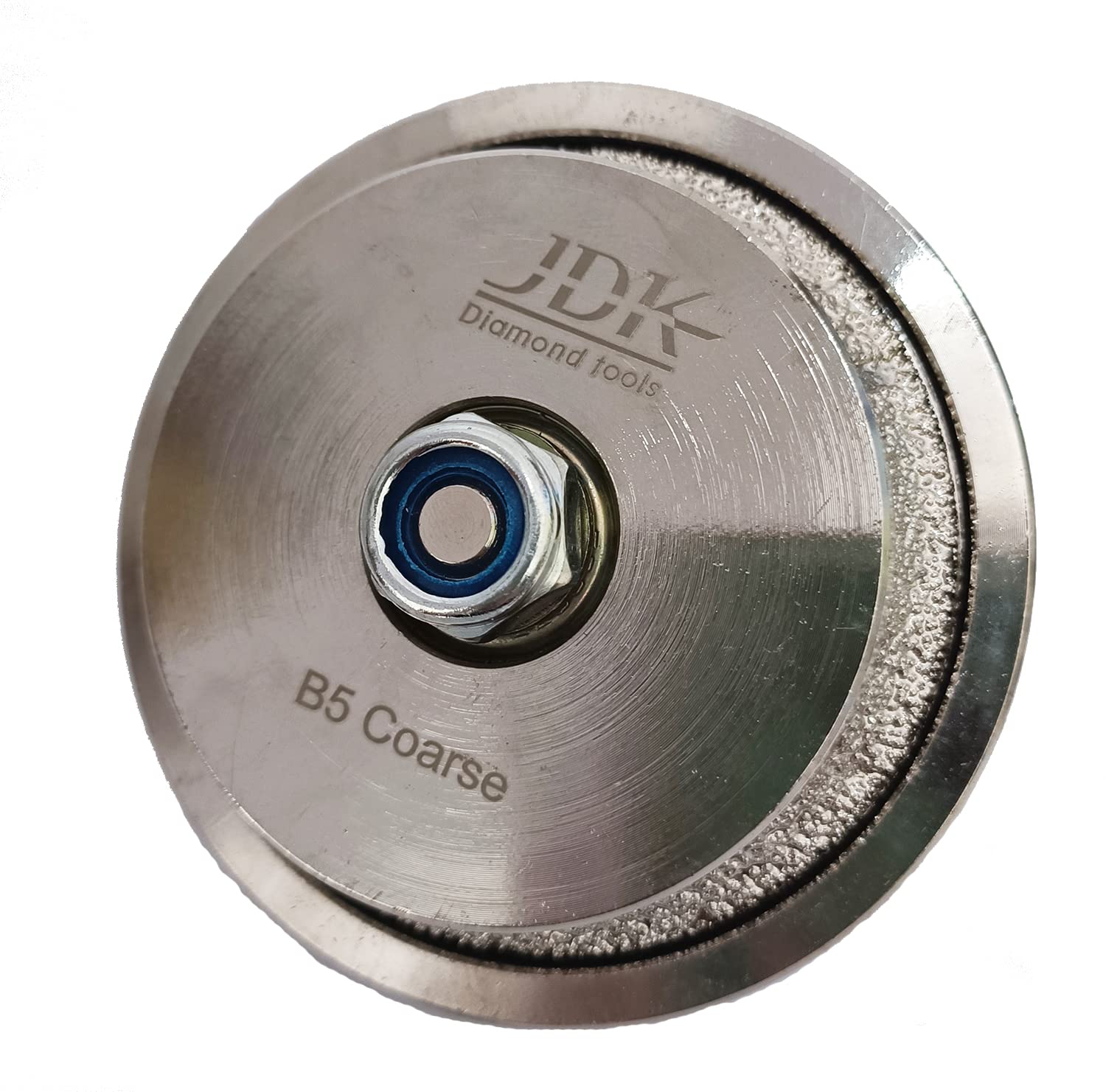 JDK B5 Diamond Hand Profiler Wheel Coarse Vacuum Brazed Router Bit 5/8’’-11 Thread Demi Half Bullnose 3/16 Inch Shape for Stone Travertine Granite Marble Countertops Edge