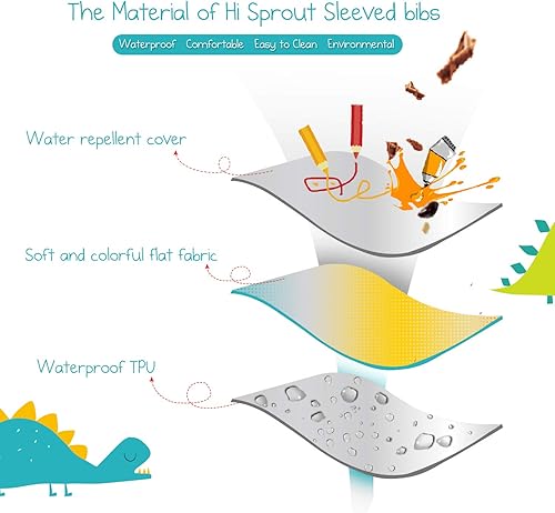 Miniatura 6 de Hi Sprout Babero impermeable con mangas y bolsillo 6-24 meses