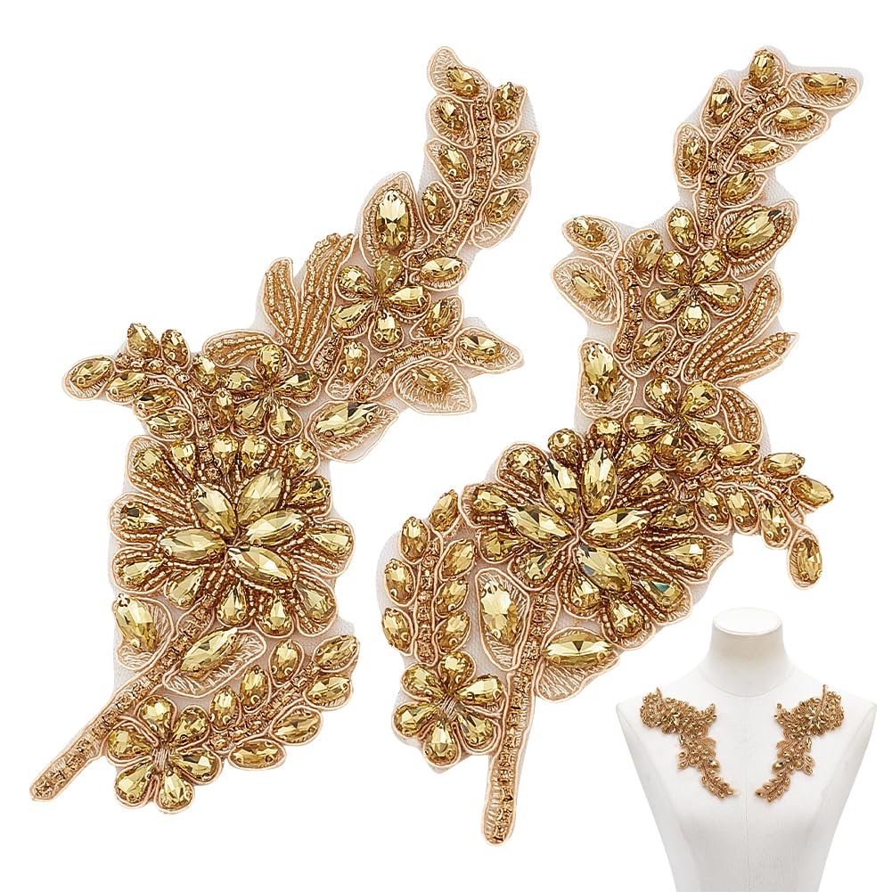 Toppa Decorativa Con Strass E Perline Da Cucire – 42x30 Cm Per Abiti Da Sposa E Costumi
