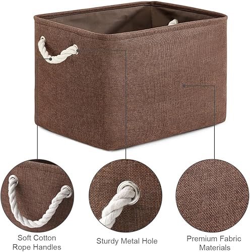 Miniatura 6 de TheWarmHome Cesta de organización y almacenamiento para estantes, paquete de 3 cubos de almacenamiento de tela de 16 x 12 x 12 pulgadas, cubo de