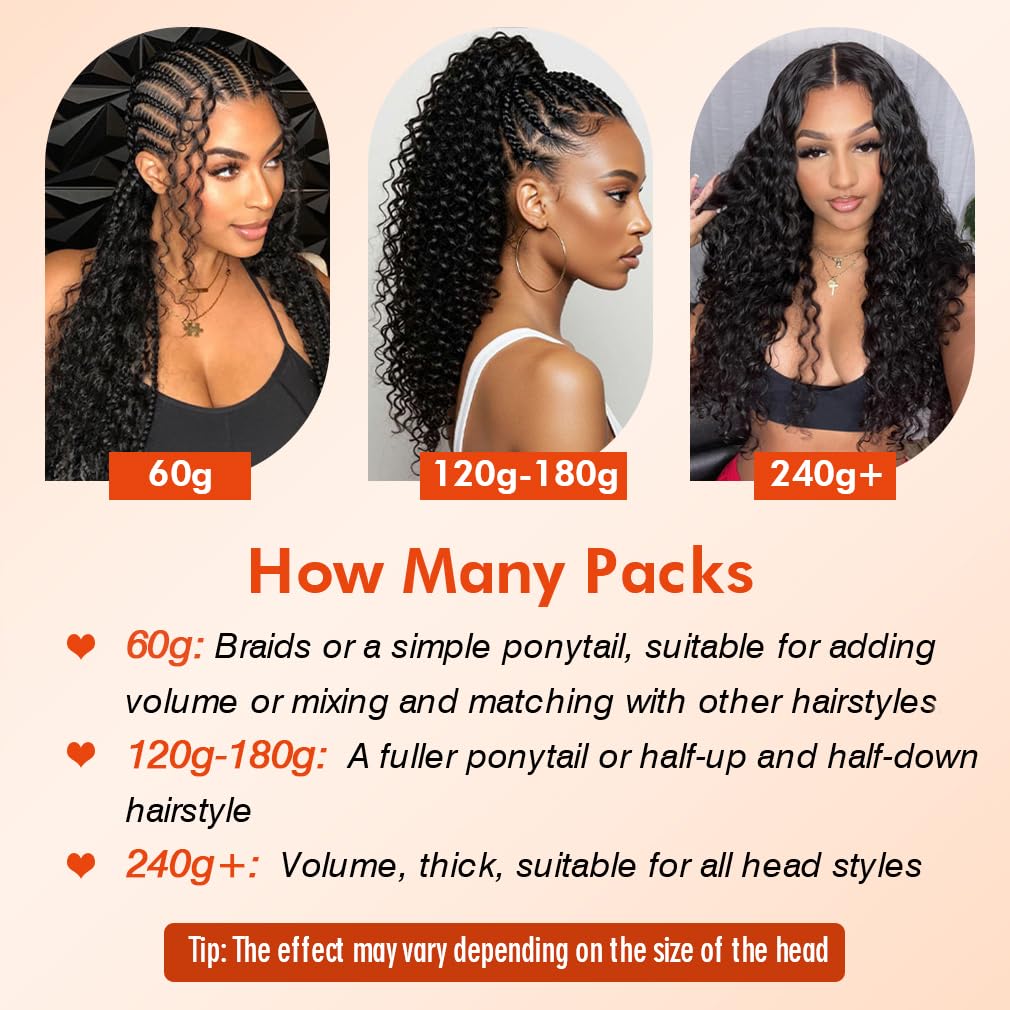 Feather Crochet Human Hair Deep Wave Knotless Invisible Pre-Separated Human Crochet Raw Hair 18 Inch 60g Lightweight Reusable 16A Brazilian Virgin Hair Natural Black Color for Women