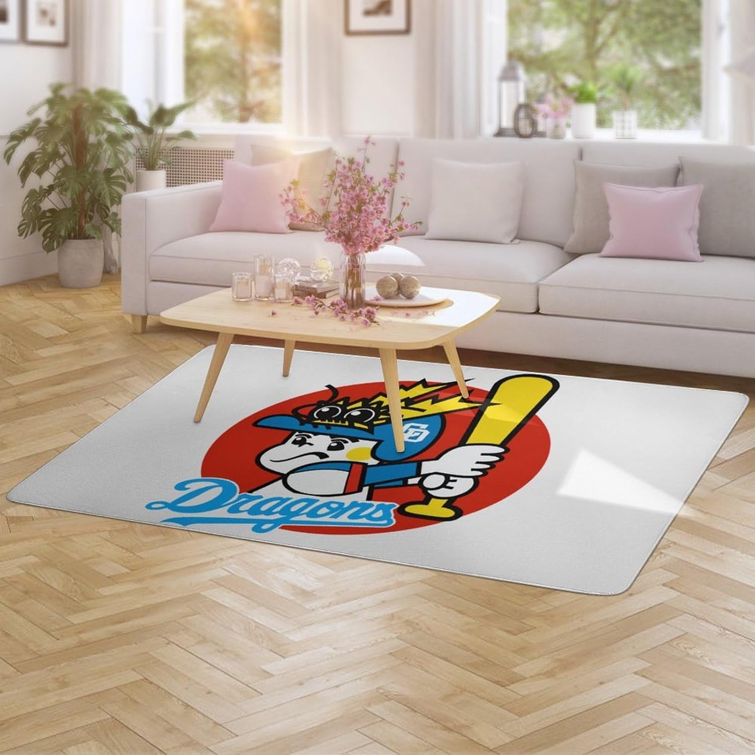 カーペット 中日ドラゴンズ じゅうたん 絨毯 150cm&times;100cm ラグ リビングマット おしゃれ 滑り止め付き オールシーズン