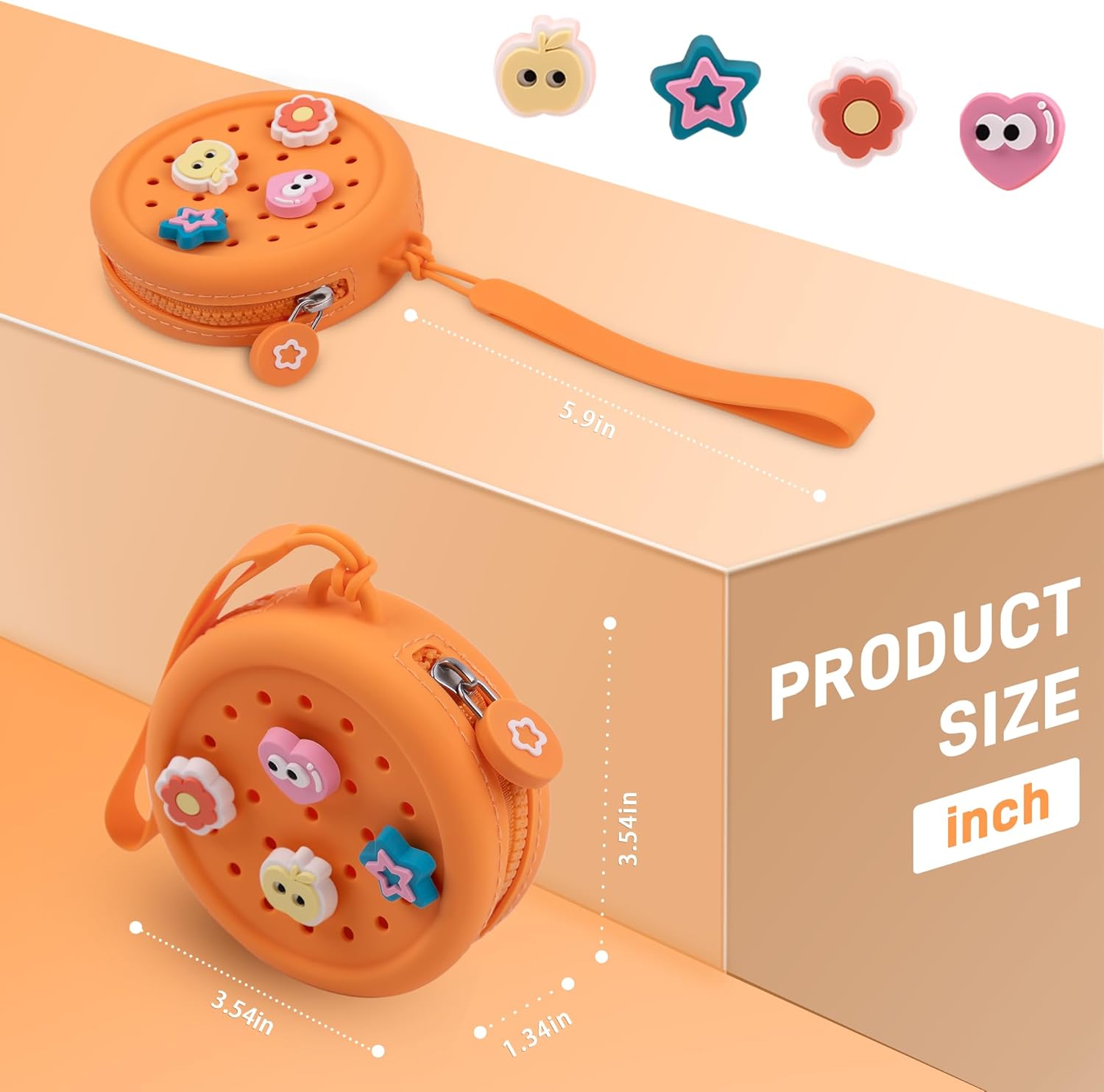 Candy Small Crossbody Bag Cell Phone Purse with Adjustable Strap and Coin Purse with Charms (Orange)