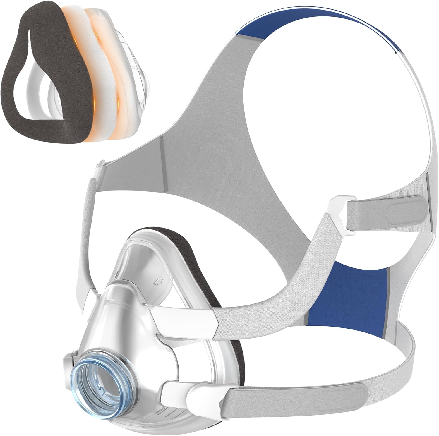 Upgraded Set for Airfit F20 & Airtouch F20 Medium, Includes Soft & Warm Mask Cushion (3-in-1 Hybrid), Durable Frame, Head Strap, Magnetic Clips, Easy to Use CPAP Supplies, Brown, No Elbow