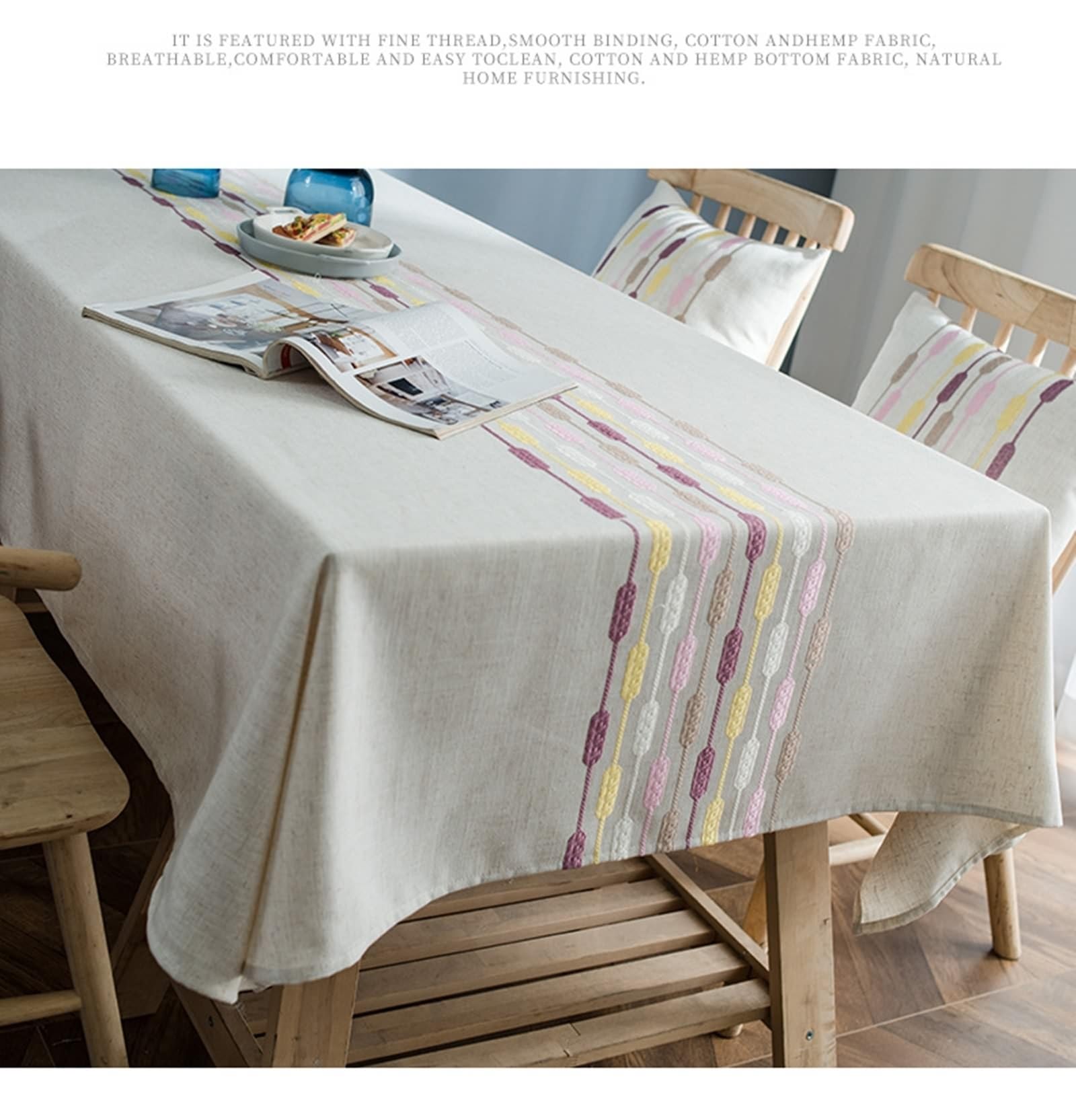 Tablecloth fioletowy, poliester zmywalny obrus w paski obrus zmywalny prostokątny 135 x 300 cm