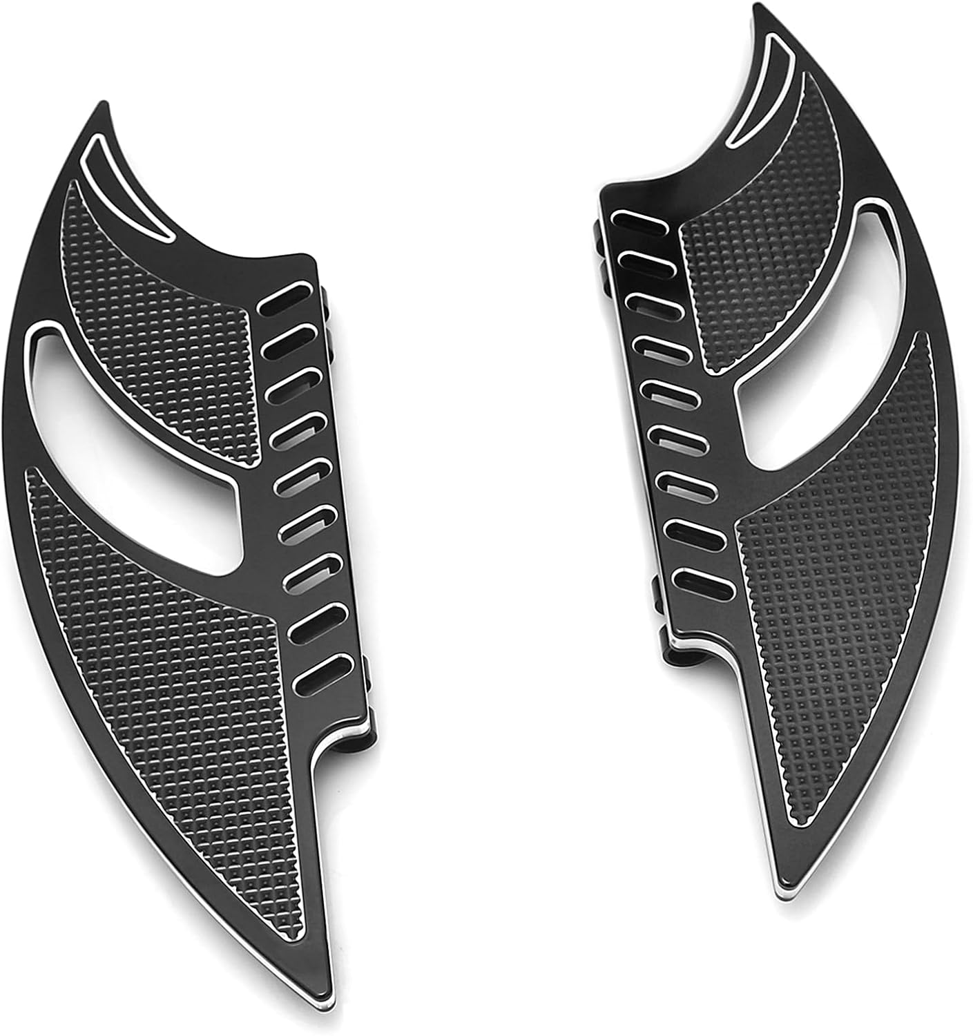 Black Tomahawk Floorboards for harley davidson driver foot boards Touring Street Glide FLHX Road King and Tri Glide Ultra Softail and Dyna (Rider Floorboard -Black)