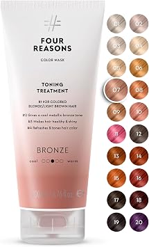 FOUR REASONS Color Mask, Bronze 27 Colours   Hair Gloss & Colour Depositing Conditioner   Semi Permanent Hair Toner for Colour-Treated Hair Colour For Women   Vegan & Cruelty-Free   200 ml | Semi-permanent hair toner and hair shine for coloured hair, vegan and cruelty free, 27 shades