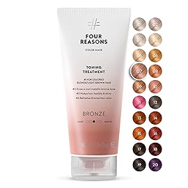 FOUR REASONS Color Mask - Bronze - (27 Colors) Toning Treatment, Color Depositing Conditioner, Tone & Enhance Color-Treated Hair - Semi Permanent Hair Dye, Vegan and Cruelty-Free, 6.76 fl oz