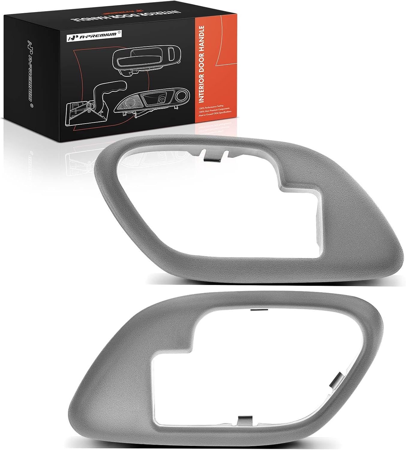 A-Premium Interior Door Handle Trim Bezel - Compatible with Chevy & GMC 1995-2000 Silverado C1500 C2500 C3500 K1500 K2500 K3500 Tahoe C3500HD Suburban Yukon, Gray, 2Pcs, Front or Rear Side