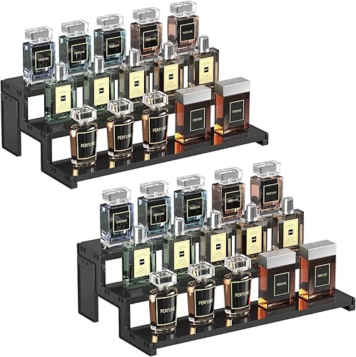 Miniatura 13 de Lifewit Organizador de soporte de perfume de 12 pulgadas, elevador de exhibición de plástico de 3 niveles para maquillaje, almacenamiento de tocador