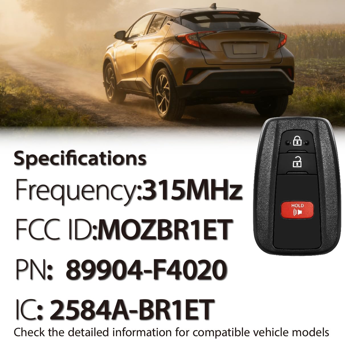 Convient pour Toyota C-HR GNE 0010 Board 2018 2019 2020 2021 2022 MOZBR1ET 315 MHz 3 boutons