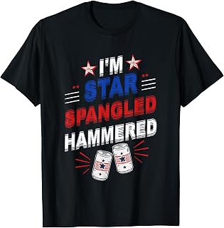 Beer Drinking Drinker Alcohol Funny 4th of July Hammered Women Men T-Shirt