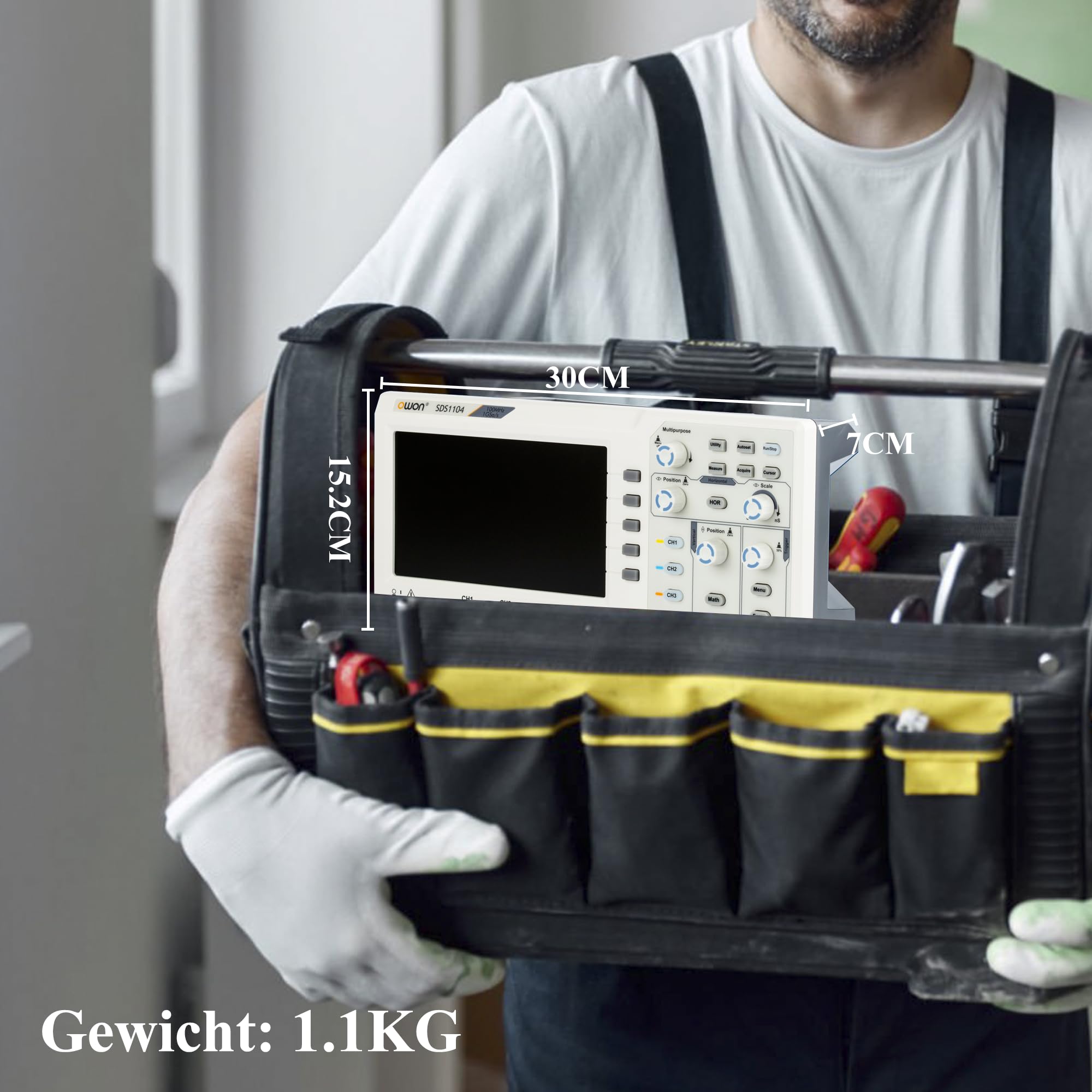 SDS1104 OWON Oszilloskop 4 Kanäle 100MHz Bandbreite Tischoszilloskop | 7" hochauflösender Bildschirm 1GSa/s Abtastrate Ultraflaches leichtes tragbares Oszilloskop