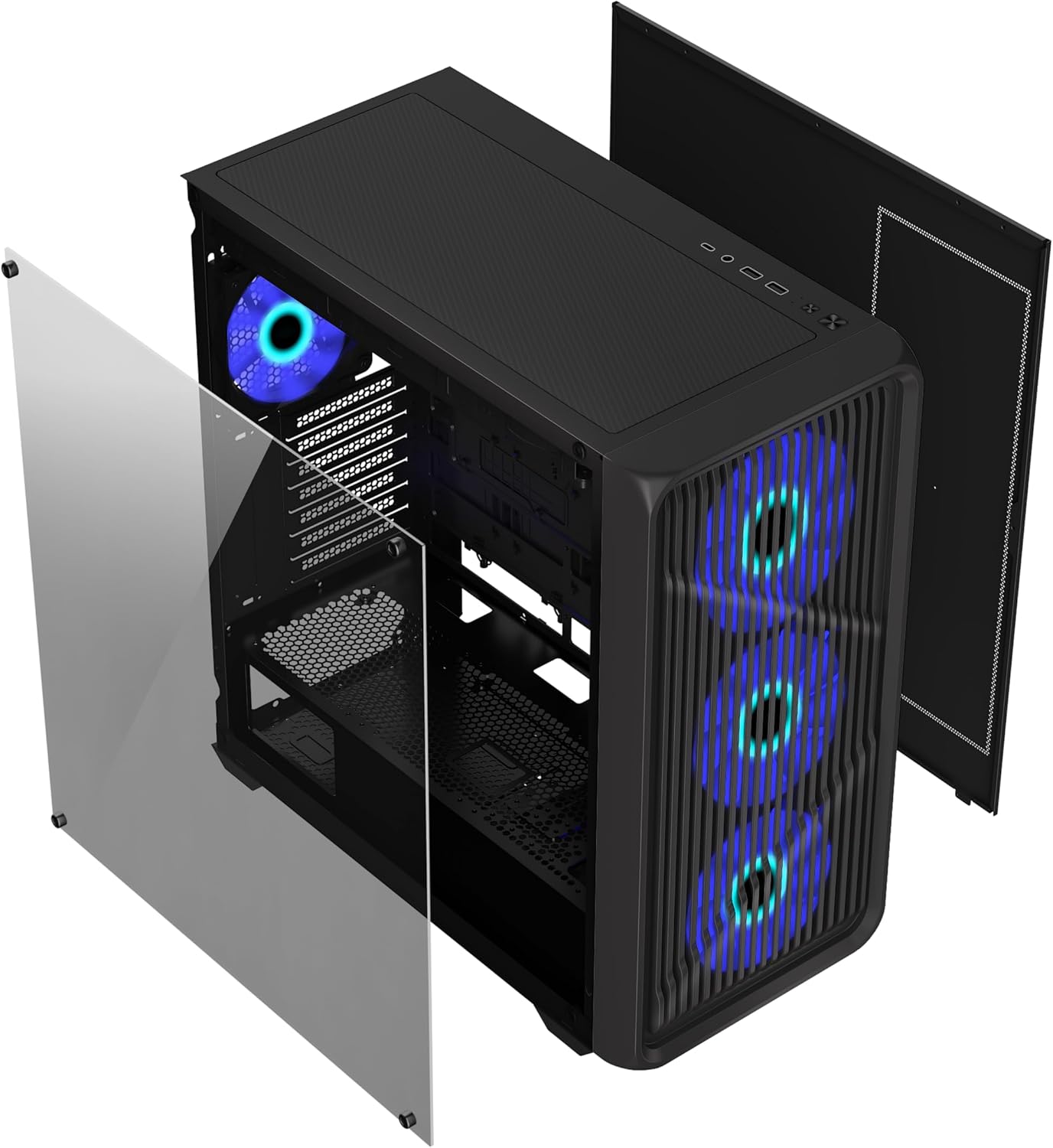 Explodoval view of G.Skill GM3 PC case showing removable panels